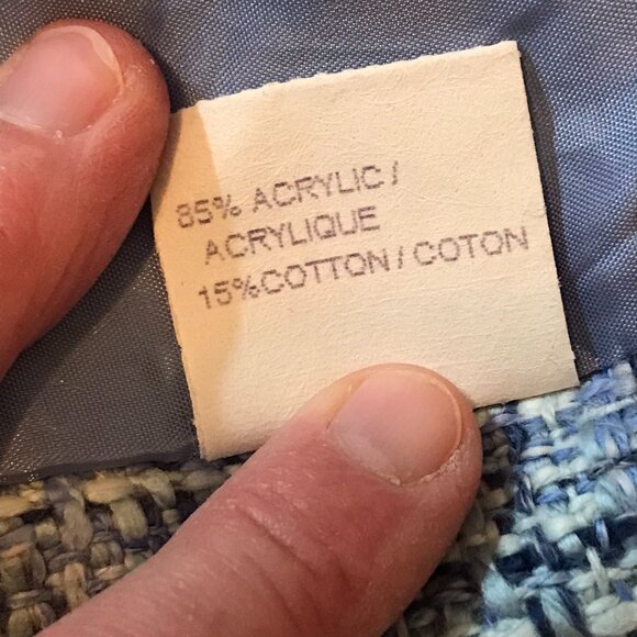 Jones New York Essentials Tweed Blazer Suit Jacket - Blue Size 6 Made in Canada - Picture 12 of 12